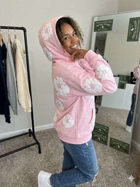 Denim Tears Pink Hoodie with White Graphic